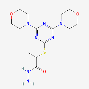 molecular formula C14H23N7O3S B14945935 2-{[4,6-Di(morpholin-4-yl)-1,3,5-triazin-2-yl]sulfanyl}propanehydrazide 