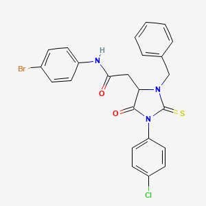 molecular formula C24H19BrClN3O2S B14945939 2-[3-benzyl-1-(4-chlorophenyl)-5-oxo-2-sulfanylideneimidazolidin-4-yl]-N-(4-bromophenyl)acetamide 