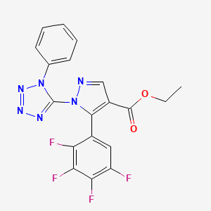 ethyl 1-(1-phenyl-1H-tetrazol-5-yl)-5-(2,3,4,5-tetrafluorophenyl)-1H-pyrazole-4-carboxylate