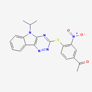 molecular formula C20H17N5O3S B14945957 1-(3-nitro-4-{[5-(propan-2-yl)-5H-[1,2,4]triazino[5,6-b]indol-3-yl]sulfanyl}phenyl)ethanone 