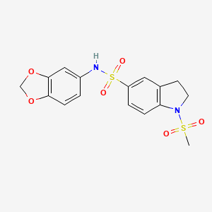 molecular formula C16H16N2O6S2 B14946002 2H-benzo[3,4-d]1,3-dioxolen-5-yl{[1-(methylsulfonyl)indolin-5-yl]sulfonyl}amin e 