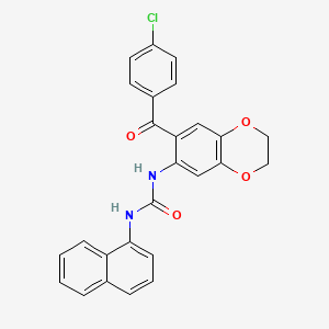 molecular formula C26H19ClN2O4 B14946011 1-{7-[(4-Chlorophenyl)carbonyl]-2,3-dihydro-1,4-benzodioxin-6-yl}-3-naphthalen-1-ylurea 