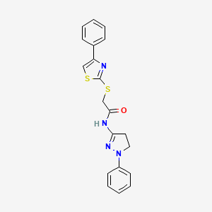 molecular formula C20H18N4OS2 B14946086 N-(1-phenyl-4,5-dihydro-1H-pyrazol-3-yl)-2-[(4-phenyl-1,3-thiazol-2-yl)sulfanyl]acetamide 