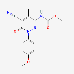 molecular formula C15H14N4O4 B14946115 [5-Cyano-1-(4-methoxyphenyl)-4-methyl-6-oxo-1,6-dihydropyridazin-3-yl]carbamic acid, methyl ester 