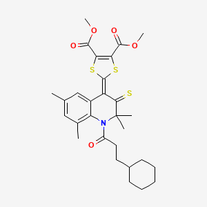 dimethyl 2-[1-(3-cyclohexylpropanoyl)-2,2,6,8-tetramethyl-3-thioxo-2,3-dihydroquinolin-4(1H)-ylidene]-1,3-dithiole-4,5-dicarboxylate