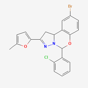 molecular formula C21H16BrClN2O2 B14946180 9-Bromo-5-(2-chlorophenyl)-2-(5-methylfuran-2-yl)-1,10b-dihydropyrazolo[1,5-c][1,3]benzoxazine 