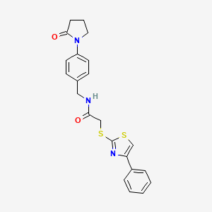 molecular formula C22H21N3O2S2 B14946215 N-[4-(2-oxopyrrolidin-1-yl)benzyl]-2-[(4-phenyl-1,3-thiazol-2-yl)sulfanyl]acetamide 