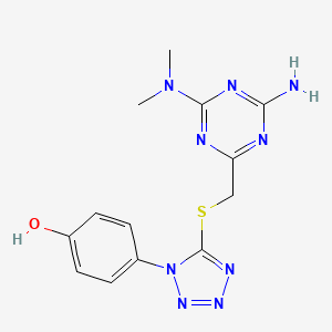 molecular formula C13H15N9OS B14946219 4-[5-({[4-amino-6-(dimethylamino)-1,3,5-triazin-2-yl]methyl}sulfanyl)-1H-tetrazol-1-yl]phenol 