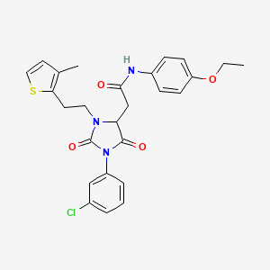 2-{1-(3-Chlorophenyl)-3-[2-(3-methyl-2-thienyl)ethyl]-2,5-dioxo-4-imidazolidinyl}-N~1~-(4-ethoxyphenyl)acetamide