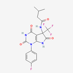 N-[1-(4-fluorophenyl)-2,4,6-trioxo-5-(trifluoromethyl)-2,3,4,5,6,7-hexahydro-1H-pyrrolo[2,3-d]pyrimidin-5-yl]-3-methylbutanamide