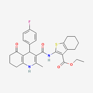 molecular formula C28H29FN2O4S B14946279 Ethyl 2-({[4-(4-fluorophenyl)-2-methyl-5-oxo-1,4,5,6,7,8-hexahydroquinolin-3-yl]carbonyl}amino)-4,5,6,7-tetrahydro-1-benzothiophene-3-carboxylate 