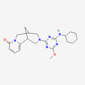 molecular formula C21H28N6O2 B14946295 3-[4-(cyclohexylamino)-6-methoxy-1,3,5-triazin-2-yl]-1,2,3,4,5,6-hexahydro-8H-1,5-methanopyrido[1,2-a][1,5]diazocin-8-one 