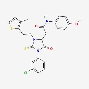 2-{1-(3-chlorophenyl)-3-[2-(3-methylthiophen-2-yl)ethyl]-5-oxo-2-thioxoimidazolidin-4-yl}-N-(4-methoxyphenyl)acetamide