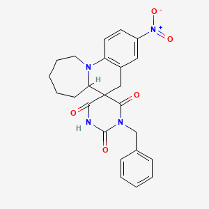 1'-benzyl-3-nitro-6a,7,8,9,10,11-hexahydro-2'H,5H-spiro[azepino[1,2-a]quinoline-6,5'-pyrimidine]-2',4',6'(1'H,3'H)-trione