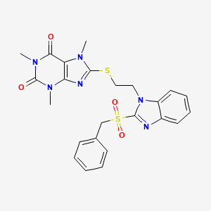 molecular formula C24H24N6O4S2 B14946330 8-({2-[2-(benzylsulfonyl)-1H-benzimidazol-1-yl]ethyl}sulfanyl)-1,3,7-trimethyl-3,7-dihydro-1H-purine-2,6-dione 