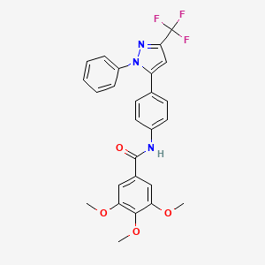 molecular formula C26H22F3N3O4 B14946375 3,4,5-trimethoxy-N-{4-[1-phenyl-3-(trifluoromethyl)-1H-pyrazol-5-yl]phenyl}benzamide 