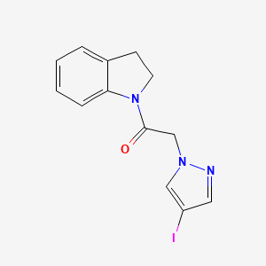 molecular formula C13H12IN3O B14946385 1H-Indole, 2,3-dihydro-1-[2-(4-iodo-1H-pyrazol-1-yl)acetyl]- 