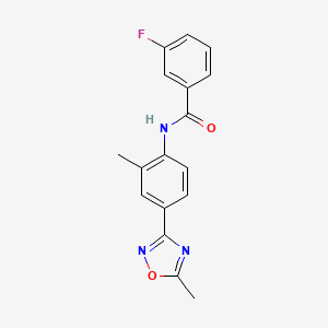 3-fluoro-N-[2-methyl-4-(5-methyl-1,2,4-oxadiazol-3-yl)phenyl]benzamide