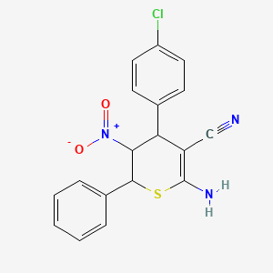 molecular formula C18H14ClN3O2S B14946433 6-amino-4-(4-chlorophenyl)-3-nitro-2-phenyl-3,4-dihydro-2H-thiopyran-5-carbonitrile 