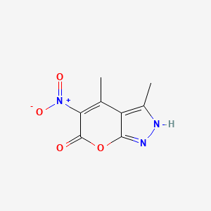 molecular formula C8H7N3O4 B14946498 3,4-dimethyl-5-nitropyrano[2,3-c]pyrazol-6(1H)-one 