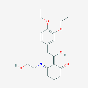 molecular formula C20H27NO5 B14946503 Cyclohex-2-enone, 2-[2-(3,4-diethoxyphenyl)acetyl]-3-(2-hydroxyethylamino)- 