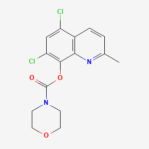 molecular formula C15H14Cl2N2O3 B14946517 4H-1,4-Oxazine-4-carboxylic acid, tetrahydro-, 5,7-dichloro-2-methyl-8-quinolinyl ester 