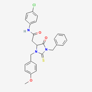 molecular formula C26H24ClN3O3S B14946562 2-[1-benzyl-3-(4-methoxybenzyl)-5-oxo-2-thioxoimidazolidin-4-yl]-N-(4-chlorophenyl)acetamide 