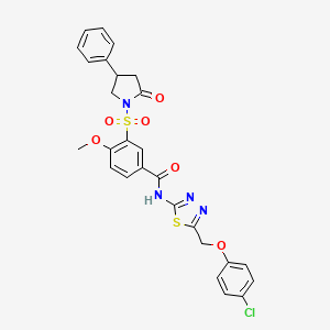 molecular formula C27H23ClN4O6S2 B14946593 N-{5-[(4-chlorophenoxy)methyl]-1,3,4-thiadiazol-2-yl}-4-methoxy-3-[(2-oxo-4-phenylpyrrolidin-1-yl)sulfonyl]benzamide 