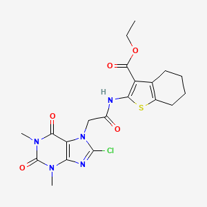 molecular formula C20H22ClN5O5S B14946614 ethyl 2-{[(8-chloro-1,3-dimethyl-2,6-dioxo-1,2,3,6-tetrahydro-7H-purin-7-yl)acetyl]amino}-4,5,6,7-tetrahydro-1-benzothiophene-3-carboxylate 