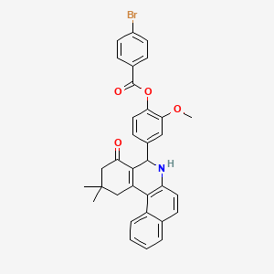 molecular formula C33H28BrNO4 B14946669 4-(2,2-Dimethyl-4-oxo-1,2,3,4,5,6-hexahydrobenzo[a]phenanthridin-5-yl)-2-methoxyphenyl 4-bromobenzoate 