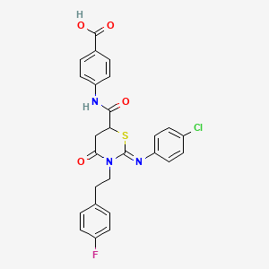 4-[({(2Z)-2-[(4-chlorophenyl)imino]-3-[2-(4-fluorophenyl)ethyl]-4-oxo-1,3-thiazinan-6-yl}carbonyl)amino]benzoic acid