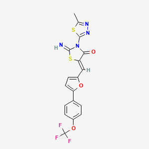 molecular formula C18H11F3N4O3S2 B14946687 (5Z)-2-imino-3-(5-methyl-1,3,4-thiadiazol-2-yl)-5-({5-[4-(trifluoromethoxy)phenyl]furan-2-yl}methylidene)-1,3-thiazolidin-4-one 