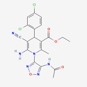 molecular formula C20H18Cl2N6O4 B14946752 Ethyl 1-[4-(acetylamino)-1,2,5-oxadiazol-3-yl]-6-amino-5-cyano-4-(2,4-dichlorophenyl)-2-methyl-1,4-dihydropyridine-3-carboxylate 