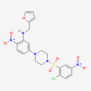 5-{4-[(2-chloro-5-nitrophenyl)sulfonyl]piperazin-1-yl}-N-(furan-2-ylmethyl)-2-nitroaniline