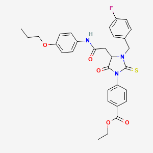 Ethyl 4-[3-(4-fluorobenzyl)-5-oxo-4-{2-oxo-2-[(4-propoxyphenyl)amino]ethyl}-2-thioxoimidazolidin-1-yl]benzoate