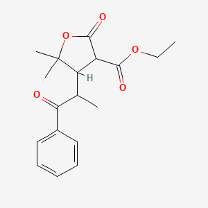 molecular formula C18H22O5 B14946851 Ethyl 5,5-dimethyl-2-oxo-4-(1-oxo-1-phenylpropan-2-yl)tetrahydrofuran-3-carboxylate 