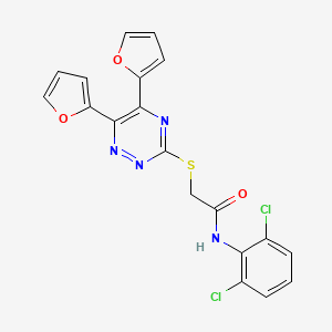 molecular formula C19H12Cl2N4O3S B14946861 N-(2,6-dichlorophenyl)-2-{[5,6-di(furan-2-yl)-1,2,4-triazin-3-yl]sulfanyl}acetamide 