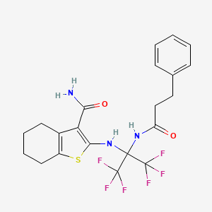 2-({1,1,1,3,3,3-Hexafluoro-2-[(3-phenylpropanoyl)amino]propan-2-yl}amino)-4,5,6,7-tetrahydro-1-benzothiophene-3-carboxamide