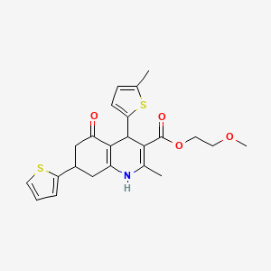 molecular formula C23H25NO4S2 B14946903 2-Methoxyethyl 2-methyl-4-(5-methylthiophen-2-yl)-5-oxo-7-(thiophen-2-yl)-1,4,5,6,7,8-hexahydroquinoline-3-carboxylate 