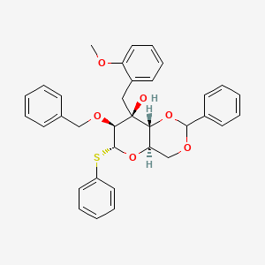 molecular formula C34H34O6S B1494692 (4AR,6R,7S,8S,8aR)-7-(benzyloxy)-8-(2-methoxybenzyl)-2-phenyl-6-(phenylthio)hexahydropyrano[3,2-d][1,3]dioxin-8-ol 