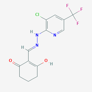 molecular formula C13H11ClF3N3O2 B1494693 2-({2-[3-Chloro-5-(trifluoromethyl)-2-pyridinyl]hydrazino}methylene)-1,3-cyclohexanedione 