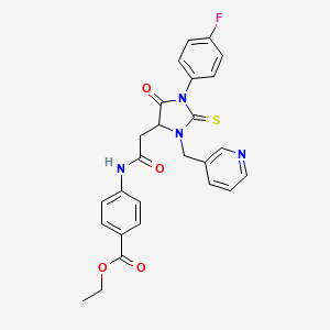 molecular formula C26H23FN4O4S B14946942 Ethyl 4-({[1-(4-fluorophenyl)-5-oxo-3-(pyridin-3-ylmethyl)-2-thioxoimidazolidin-4-yl]acetyl}amino)benzoate 