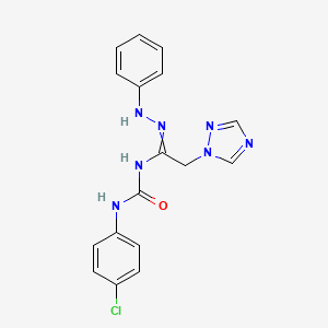molecular formula C17H16ClN7O B1494695 N-(4-chlorophenyl)-N'-[1-(2-phenylhydrazino)-2-(1H-1,2,4-triazol-1-yl)ethylidene]urea 