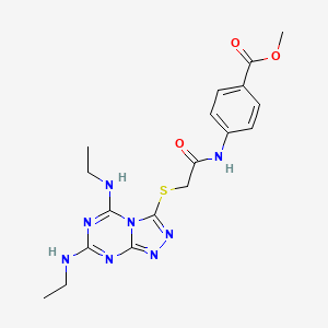 molecular formula C18H22N8O3S B14946983 Methyl 4-[({[5,7-bis(ethylamino)[1,2,4]triazolo[4,3-a][1,3,5]triazin-3-yl]sulfanyl}acetyl)amino]benzoate 