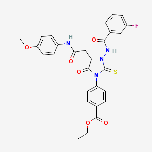 molecular formula C28H25FN4O6S B14947000 Ethyl 4-(3-{[(3-fluorophenyl)carbonyl]amino}-4-{2-[(4-methoxyphenyl)amino]-2-oxoethyl}-5-oxo-2-thioxoimidazolidin-1-yl)benzoate 