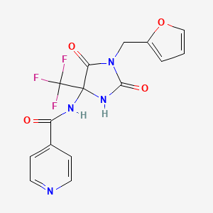 N-[1-(furan-2-ylmethyl)-2,5-dioxo-4-(trifluoromethyl)imidazolidin-4-yl]pyridine-4-carboxamide