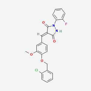 (4E)-4-{4-[(2-chlorobenzyl)oxy]-3-methoxybenzylidene}-1-(2-fluorophenyl)pyrazolidine-3,5-dione