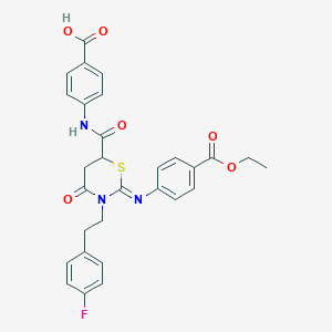 molecular formula C29H26FN3O6S B14947061 4-[({(2Z)-2-{[4-(ethoxycarbonyl)phenyl]imino}-3-[2-(4-fluorophenyl)ethyl]-4-oxo-1,3-thiazinan-6-yl}carbonyl)amino]benzoic acid 