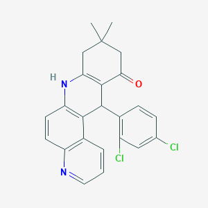 molecular formula C24H20Cl2N2O B14947081 12-(2,4-dichlorophenyl)-9,9-dimethyl-8,9,10,12-tetrahydrobenzo[b][4,7]phenanthrolin-11(7H)-one 