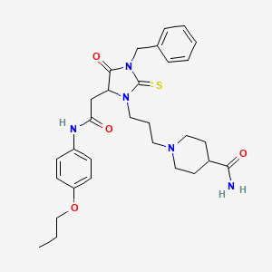 molecular formula C30H39N5O4S B14947093 1-[3-(3-Benzyl-4-oxo-5-{2-oxo-2-[(4-propoxyphenyl)amino]ethyl}-2-thioxoimidazolidin-1-yl)propyl]piperidine-4-carboxamide 